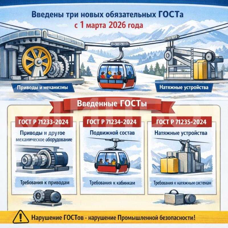 Безопасность канатных дорог и фуникулеров. Введены три новых обязательных ГОСТа